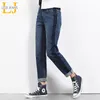 Leijijeans toute la saison Plus Taille Shadow Boyfriend blanchi Jeans femme taille moyenne pleine longueur lâche jeans droits pour femmes 201109