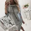 Herfst Spring Hoodies Dames Lange Mouw Effen Kleur Pullover Sportjurk Solid Color Hooded Sweatshirt Jurk Party Casual