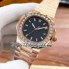 2022 ZXF 5711 Автоматические механические мужские часы Emerald Iced Out T Diamond Inlay Bezel Grey Texture Dial Case Rose Gold 316L Bracelet Nearlable Steel Watches Eternity