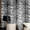 Zebra texture pvc embossed black color vinyl Wallpaper Waterproof Wall paper Home DIY Decoration WallPapers for TV background