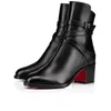 Bottines à talons épais pour femme, nouveau design classique et décontracté, bottines d'hiver de luxe de styliste, semelles rouges, avec boîte