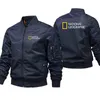 Säljer National Geographic Bomber Jacket Men Casual Windbreaker Zipper Pilot Air Thick Motorcykelrock 220108