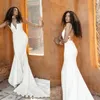 New Year Sexy Mermaid Wedding Dresses Deep V Neck Appliques Lace Satin Bridal Gowns Backless Sweep Train Wedding Dress Robe De Mariee