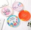 Happy Birthday Disposable Dinnerware Paper Plate Set 10pcs 7 Inches Party Tableware Cake Fruit Candy Tray RRF13197