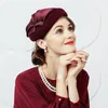 Eleganter Pillbox-Hut aus Wolle, Fascinator, Fedora-Hut, schwarze Hüte für Damen, Marineblau, Hochzeit, Damen, Filz, Blatt-Baskenmütze, Chapea