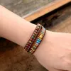 Nuovi braccialetti in pelle pietre naturali Crystal 2 fili avvolgi braccialetti fatti a mano in tessuto vintage boho dropshipping Y200730 Y200730