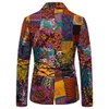 Mens Casual Vintage Ethnique Imprimé Floral Costume Slim Fit Blazer Veste Rouge Couleur Chaude Mode Symbole Imprimer Costume Personnalisé # LR3 201104