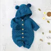 2021 Spring New Baby Romper Knitting Waffee Long Sleeve Open Stitch Cotton Hooded Jumpsuits Girls Baby Clothes E56328330042256301