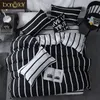 BonenJoy Svartvitt Colo Striped Bed Cover Sets Single / Twin / Double / Queen / King Quilt Cover Bed Sheet Pillowcase Bedings Kit 201021