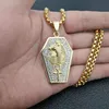 Collier pour hommes en acier inoxydable or argent ancien Anubis pharaon égyptien pendentif loup la croix Ankh pendentifs religieux collier avec pierre CZ