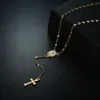 Hot Selling Virgin Mary Virgin Religious Jesus Cross Hanger Chic Gold Filled Cross Rozenkrans Mannen Womens Ketting 2021