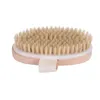 Brosse à poils naturels doux pour le corps en bois peau sèche bain douche brosse à poils SPA brosse pour le corps sans poignée