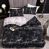 Biancheria da letto di colore bianco e nero Set copripiumino stampato in marmo reattivo per la casa housse de couette Set di biancheria da letto matrimoniale LJ201127