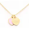 Pendant Neckalce Hot Design Nytt Brand Heart Love Halsband för kvinnor Rostfritt stål Tillbehör Gröna rosa smycken T1M3NOGW {Kategori}