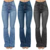 Calças de calça jeans de ponta de cintura alta Moda Moda Skinny Denim Casual Slim Wide-Leg Flare Calças Plus Size Roupas XS-4XL