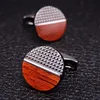 Redwood Carbon Fiber Vintage Pattern Cufflinks Sleeve Button Fashion French Men business suit Shirt Metal Brass Enamel Cuff Links Jewelry