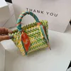 Сумки для покупок цветная тканая сумочка для женщин шелковый шарф дизайн мини ведра летом персонализированный пластик 220303