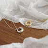 Корейский модельер -дизайнер Геометрический кружок подвесной ожерелья для женщин 100% Реал 925 Серебряная серебряная цепь шей