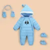 Algodão Algodão Bebê Macacão Primavera Inverno Grosso Garotos Meninas Morqueira Criança Jumpsuit Crianças Outerwear Vestuário 0-18m Recém-nascido Roupas LJ201023