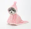 Dogcat bomullsfilt med hatt tvättbar husdjur fluffig kappa söta rutiga kläder för smallmediumvalp varm mjuk hund sömnmatta t6760509