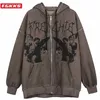 FGKKS À Capuche Ange Fée Grunge Foncé Impression Veste Manteau Femmes hip-hop Streetwear Harajuku Anime Zipper Hoodies Mâle 211230