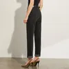 AMII Minimalismo Verano Otoño Moda Mujer Jeans Causal Algodón Negro Cintura alta Recta Ankel-Longitud Jeans femeninos 12040026 201105