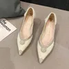 Sandales femmes chaussures mode épissage pointu talons hauts luxe strass compensées perlée bouche peu profonde pompes à talons bas 220304