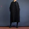 Lanmrem الأوروبية أعلى جودة سترة الخريف المرأة حجم كبير طويل فضفاض أسود سترة واقية طويلة خندق معطف WTH1201 201210