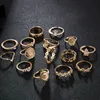 15 sztuk zestaw pierścieni Knuckle do układania w stosy, Boho Vintage kryształowe układanie pierścienie Midi dla kobiet nastoletnie dziewczyny moda wiele pierścionków