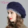 Liliyabaihe Nouveau style femmes béret d'hiver en laine tricotée béret angora style européen Décoration double chapeau chaud Y200102