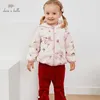 DB4258-G dave bella inverno neonate moda floreale tasche con cerniera cappotto con cappuccio per bambini carino top neonato tuta sportiva LJ201125