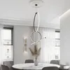 Geometrisk flosarrangemang ljus minimalistisk cirkel ring pendell ljus ledning hängande lampa retro lampara svart cirkelbelysning