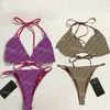 Brieven bedrukte bikini's Tankini's Sexy gewatteerde poolparty-zwemkleding Dames strand-bh-slip Gezellig split-badpak Damesbadpak