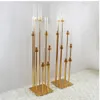 Moderno portacandele dorato Candelabri in tubo di metallo di lusso Portacandele per matrimoni Centrotavola Decorazione senyu615
