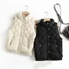 Col montant Zipper Pocket Femmes Gilet Automne Hiver Diamant Coton Gilet Veste Femme Vestes Automne Printemps Femmes Chaud 201027