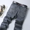 Estate Uomo Grigio Blu Jeans dritti sottili Pantaloni larghi dritti avanzati Business Casual Pantaloni maschili di marca 201128