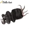 Indian Lace Closure Hair Extensions 8-24 Natural Color 4x4 Human Hair Top Closures Body Wave Wavy Bellahair 8A