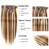 Indian 100% Virgin Human Hair Extensions 6/613 Piano Color Clip-In på hårprodukter 14-24 tum 4/613 4/27 18/613 Partihandel Yirubeauty