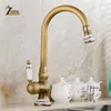 Zgrk Kitchen Faucets Deck مثبتة الخلاط الصنبور 360 درجة رافعة النحاس النحاس العتيقة الصنبور بخلاط رذاذ الخلاط الصنبور T200424