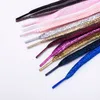 platte glanzende sprankelende metallic glitter schoenveters effen kleuren schoenveters snaren voor sneakers hardloopschoenen boot strings teams juichen dans kinderen canvas gratis verzending