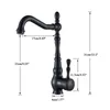 Kitchen Sink Faucets Retro Brass Black Bronze Single Handle Kitchen Basin Faucets Deck Mounted Hot and Cold Water Mixer Tap T200424