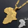 Anniyo Africa Map With Flag Pendant Chain Halsband Rostfritt stål Gold Silver Color Anti-allergi African Maps Charm smycken gåva för män Kvinnor Bijoux