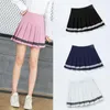 Шинимора Летние плиссированные мини-юбки для женщин высокая талия девушки повседневные шорты юбки полосатые хараджуку японская школьная форма1
