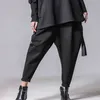 Xitao Plus 크기 여성 가을 ​​겨울 바지 성격 탄성 허리 블랙 하렘 바지 조수 캐주얼 스플케이션 바지 새로운 XWW3091 201109