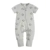 Été Bébé Filles Garçons À Manches Courtes Barboteuses Zipper Vêtements Nourrissons Ours Imprimer Body Toddler Combinaisons Nouveau-Né Infantile Coton Vêtements M4051