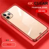 Téléphone étui pour iphone 12 12 Mini 12 Pro Max XR X XS 7 8 Plus Cas Silicone Transparent Carré Placage Clair Couverture