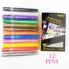 Acrylic Paint Pennen Permanente Paintpen 12 Kleur / Set voor Papier Canvas Wood Glass Stone Ceramic Fabric Painting Mode DIY Crafts LLS563-WLL