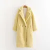 Женское зимнее теплое длинное пальто из искусственного меха с винтажным рукавом, женское толстое плюшевое мишка, повседневная свободная верхняя одежда больших размеров1