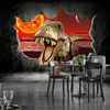 3D Sanat Mural Restoran Cafe Çocuk Odası Dekorasyon Duvar Kağıdı Broken Özel Fotoğraf Duvar Kağıdı Dinozor