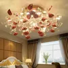 Postmodern Crystal Light Enkel Led Taklampa Vardagsrum Runda Led Crystal Lamp Bedroom Dining Room Ceramic Flower Ceiling Light För Hem
